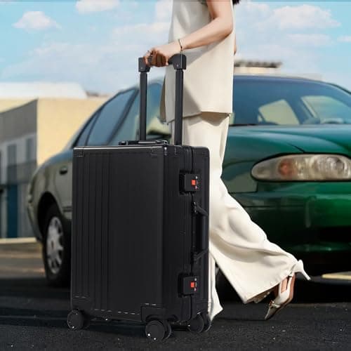 UrbanExplorer All Aluminum Carry On Luggage 22x14x9 Airline Approved Heavy Duty Hard Shell Suitcases Zipperless Suitcase with TSA Lock, Black, 20 Inch 8