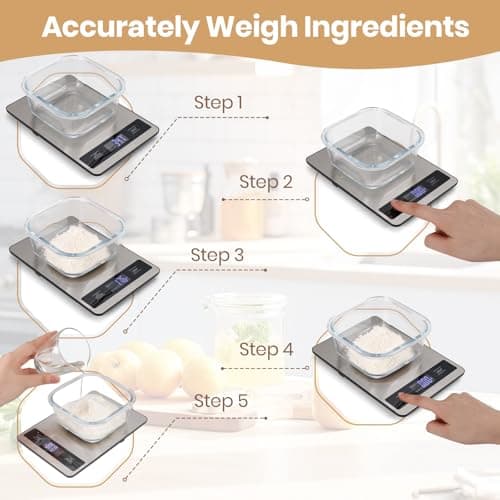 Food Scale, 11lb Kitchen Scale with 0.05oz/1g Precision, 6 Units Tare Function & LCD Display, Stainless Steel Digital Scale for Baking, Cooking, Meal Prep - Kitchen Gadgets & Gifts, Home Essentials 7