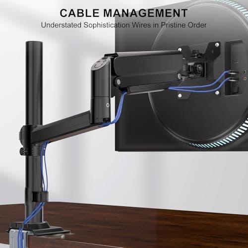 WALI Single Monitor Arm 13-32 Inch, Single Monitor Mount, Vesa Desk Mount up to 19.8lbs Gas Spring Arm with Clamp, VESA 75x75mm or 100x100mm Compatibility(GSDM001), Black 8