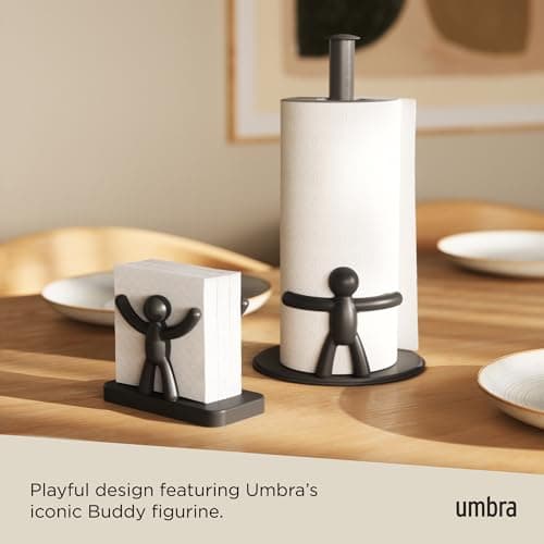 Umbra Buddy Paper Napkin Holder With Fun and Functional Design - Original Molded Wood and Plastic With Matte Black Finish Kitchen & Dining Room Paper Storage - Holds Various Sizes of Paper Napkins 6