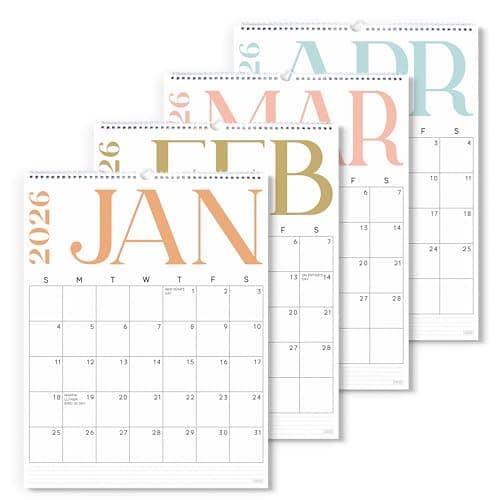 S&O Modern Vertical 2026 Wall Calendar - Tear-Off Monthly Calendar through December 2026-18 Month Academic Wall Planner - Hanging Organizer to Track Anniversaries & Appointments - 13.5"x10.5”in