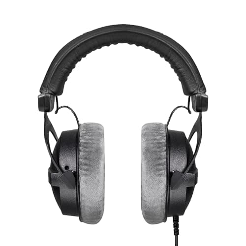beyerdynamic DT 770 PRO, 250 Ohm, Closed Back, Over Ear, Wired Professional Studio Headphones, Audio Monitors, 3 m Coiled Cable, Black with Grey Velour Ear Pads 3