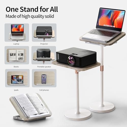 NAMON 2 in 1 Portable Laptop Floor Stand & Laptop Stand for Desk, Small Adjustable Table with Height Adjustable from 16.5" to 51", Wooden Laptop Stand White for Home, Office, Meeting Room, Study 6