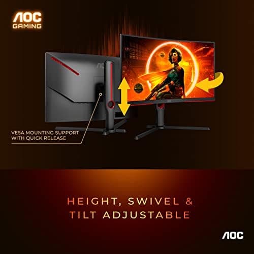 AOC GAMING CQ27G3S Frameless Curved Gaming Monitor, QHD 2K 2560x1440, 1000R VA, 165Hz 1ms, FreeSync Premium ,Black 5
