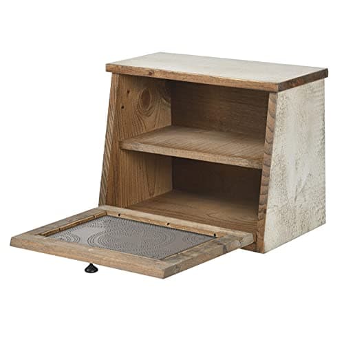 AMISH VALLEY PRODUCTS Rustic Wood Bread Box Large Kitchen Counter Storage Punched Star Tin Primitive décor Interior Shelf Wooden Country Farmhouse Breadbox (Country White) 5