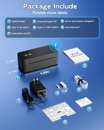 LabelCreate Bluetooth Thermal Shipping Label Printer, 4x6 Thermal Label Printer for Small Business, 2410BT Wireless Label Printers Compatible with iOS Android & PC, Widely Used for USPS, Tiktok 9
