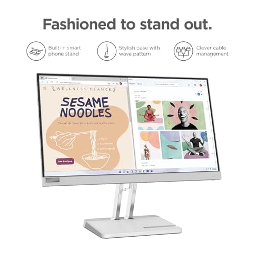 Lenovo L22e-40 Monitor, 21.45” FullHD Resolution, 250 nits Brightness, 75Hz Refresh Rate, AMD FreeSync, HDMI and VGA Ports, Tilt-Adjustable Stand, Natural Low Blue Light, Cloud Grey 6