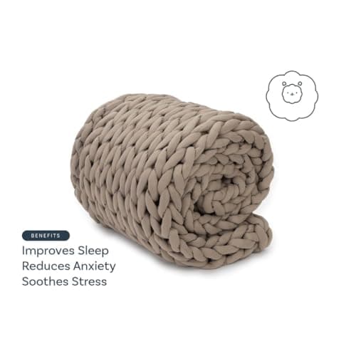 Nuzzie Original Knit Weighted Blanket- Breathable, Cooling, Hand Made Knit Throw Blanket for Sleep for Relaxation - Machine Washable, Stylish Design (Taupe, Throw | 12lbs | 44"x60") 6