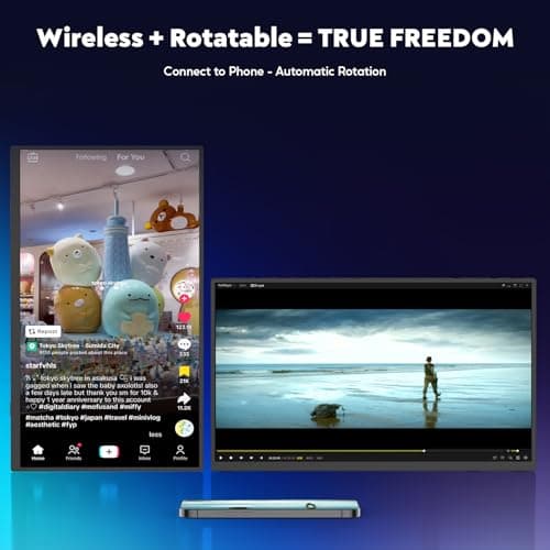 ZSCMALLS Battery Wireless Portable Monitor, 8000mAh 15.6" 1080P IPS USB-C/HDMI Second Screen, Built-in Speakers, Support AirPlay/Miracast for Laptop/Phone/Tablet/Switch/Xbox, Carry Bag Included 5