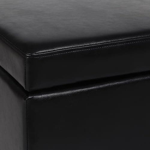 Adeco Storage Ottoman Bench for Living Room – End of Bed Storage Bench, Multi-Functional Ottoman with Storage for Bedroom or Entryway (Black Leather-Lift Top, 42" D x 19" W x 17" H) 5