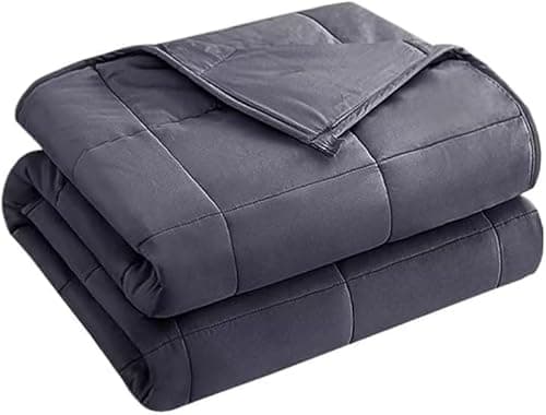 yescool Weighted Blanket for Adults (12 lbs, 48" x 72", Grey) Cooling Heavy Blanket for Sleeping Perfect for 110-130 lbs, Twin Size Breathable Blanket with Premium Glass Bead, Machine Washable