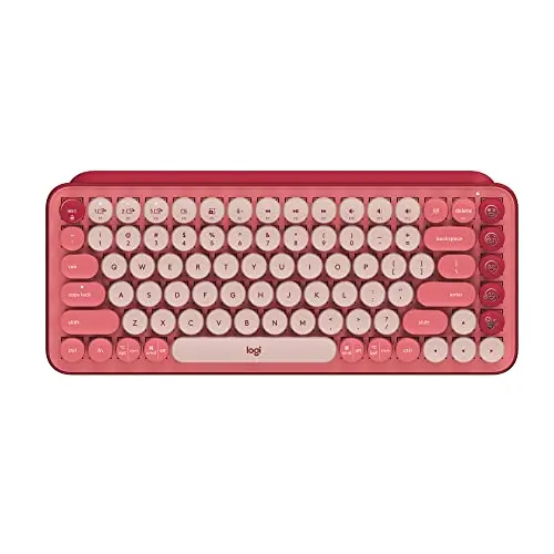 Logitech POP Keys Mechanical Wireless Keyboard with Customizable Emoji Keys, Durable Compact Design, Bluetooth or USB Connectivity, Multi-Device, OS Compatible - Heartbreaker Rose