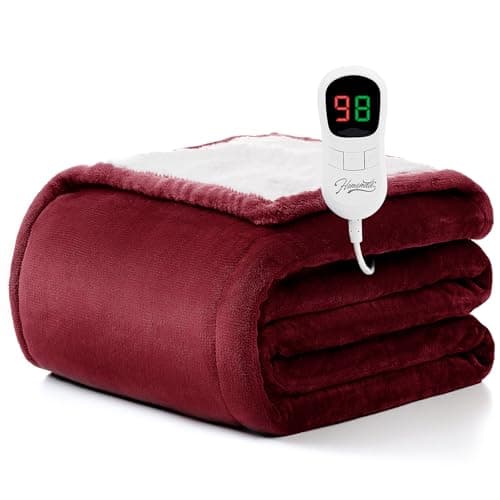 Homemate Electric Heated Blanket Full Size - 72"x84" Heating Blanket Full Size 1/2/4/6/8 Hours Auto-Off 10 Heat Level Over-Heat Protection Flannel Sherpa ETL Certification