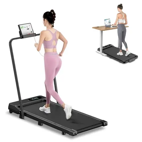 Walking Pad Treadmill - 2.5HP Low Noise Walking Pad with Incline, Small Desk Treadmill with 320LBS Capacity, Portable Compact Treadmills for Home Office, Remote Control & LED Display (Black)