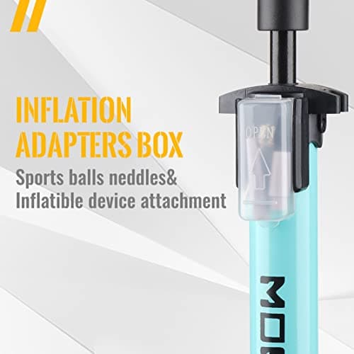 MOHEGIA Bike Floor Pump with Gauge,Air Bicycle Pump Inflator with High Pressure 160 PSI,Fits Schrader and Presta Valve/Blue 3