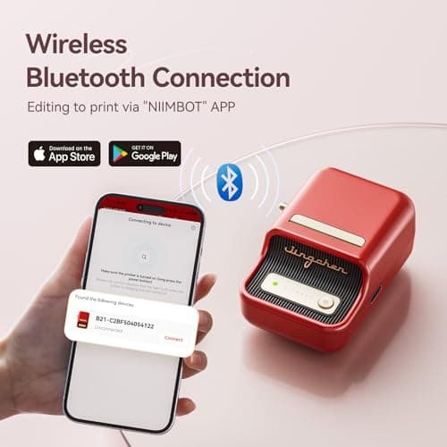 NIIMBOT B21 Label Maker Machine with Tape, 2 Inch Portable Sticker Printer Thermal Labeler for Gift Jar Candle Address Labels for Home Office Business Organization, Supports Mobile & PC, Red 7