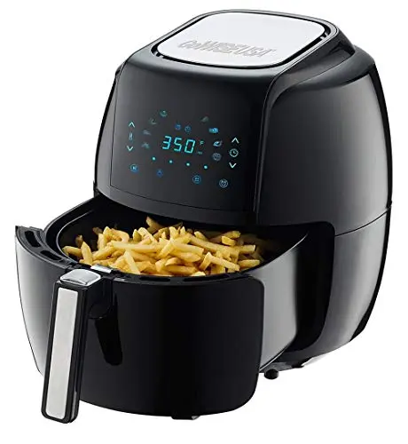 GoWISE USA GWAC22003 5.8-Quart Air Fryer with Accessories, 6 Pcs, and 8 Cooking Presets + 100 Recipes (Black), Qt 5