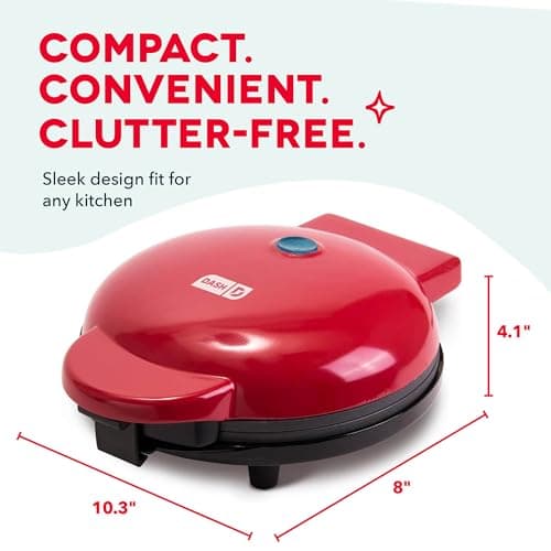 Dash Round Express Electric - Pancake Maker & Eggs Griddle System - Healthy Breakfast Maker - Quick Heat-Up & Easy Cleanup - nonstick surface - Red 7