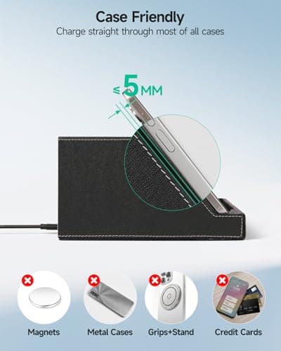 Fast Wireless Charging Station with Desk Organizer for iPhone 17/16/15/15 Pro/14/14 Pro Max/14 Pro/14 Plus/13/13 Pro Max/13 Pro/and iPhone 12/11 Series, Nightstand Desktop Organizer for Home Office 8