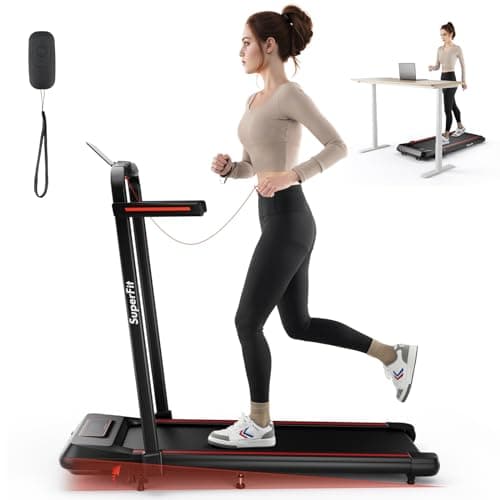 Goplus 2 in 1 Folding Treadmill, 3.0HP Walking Pad with Incline, 265lb Capacity Under Desk Treadmill with APP, Remote Control and LED Display, Portable Foldable Treadmills for Home Office