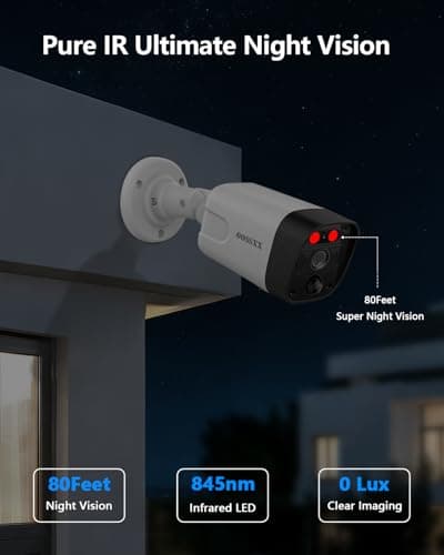 OOSSXX 4K PIR Extend Camera Outdoor Indoor Video Surveillance Security Waterproof Wired POE Camera, Home IP 4K 8MP, Night Vision, Just Extend POE Kits 9