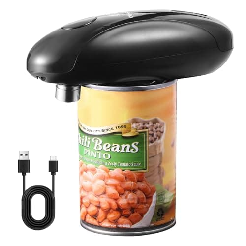 Can Opener Electric - Upgraded One-Touch Automatic, Smooth Edge, USB-C Rechargeable, Perfect for Seniors (Black)