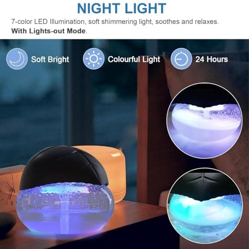 Air Purifier (Black) - Water Filter Air Washer For Home and Office - Essential Oil Aroma Diffuser With LED Night light - Small Air Cleaner For Smoke and Pets (Black) 7