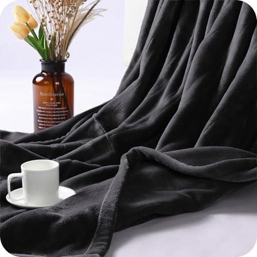 Electric Heated Blanket 62" x 84" Twin Size Breathable Warm Flannel Heated Blanket with 4 Heating Levels & 10 Hours Auto Shut Off, Control Temperature and Washable, for Sofa and Bed - Dark Grey