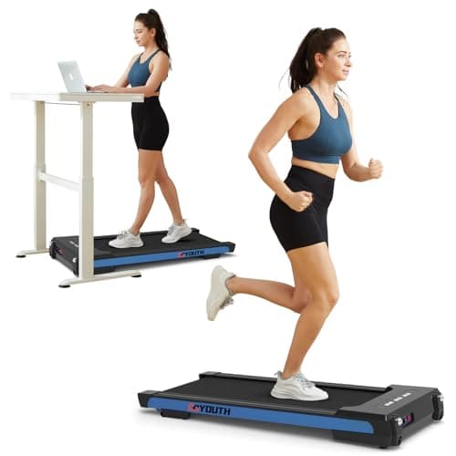 GOYOUTH 2 in 1 Under Desk Electric Treadmill Motorized Exercise Machine with Wireless Speaker, Remote Control and LED Display, Walking Jogging Machine for Home/Office Use