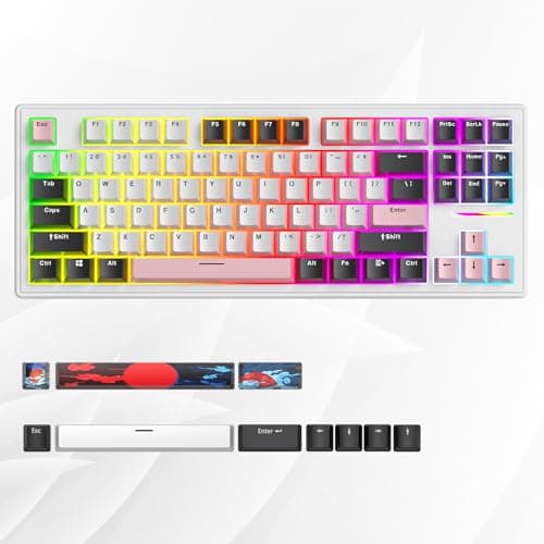 iTastatur 75 Percent Gasket Mounted Mechanical Keyboard Hot Swappable,Wired 87 Key TKL Mechanical Keyboard,RGB Backlit,Custom White Switch NKRO Gaming Keyboard Suitable for Win/Mac (Olivia) 6