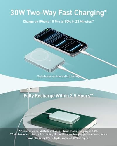 Anker MagGo Power Bank, Ultra-Slim 10,000mAh Magnetic Battery Pack, Qi2 Certified 15W Ultra-Fast MagSafe Compatible Portable Charger, Ergonomic Design, for iPhone17/16/15/14 Series Only（Not for Pixel） 6