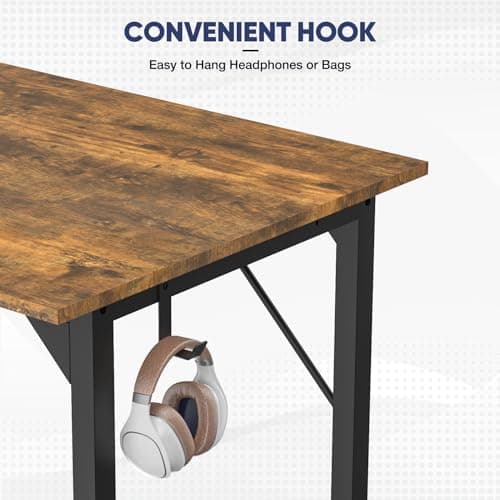DUMOS 32 inch Small Computer Desk Writing Study Work Office Table Modern Simple with Storage Bag and Hook for Home Bedroom 5
