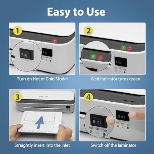 OidoZac Laminator Machine, 11 in 1 Laminating Never Jam Technology with 36 Laminating Sheets, 9 Inch Thermal Laminator A4 Laminating Machine Hot & Cold with Paper Trimmer for Home Office School 8