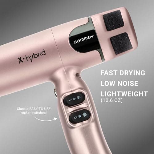 GAMMA+ Hybrid Professional Hair Dryer Lightweight, Ionic Technology, Low Noise with 2 Nozzles and Diffuser (Rose Gold) 5