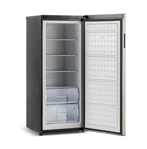 Frigidaire 10 Cu. Ft. Upright Convertible Fridge/Freezer, Reversible Door, Removable Glass Shelves, Adjustable Controls, Platinum Finish 7