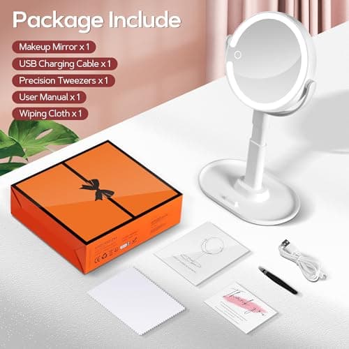 B Beauty Planet Vanity Mirror with Lights, 30X Magnifying Makeup Mirror with 3 Lighting and Adjustable Brightness, Rechargeable 2-Sided Height Adjustable Desk Mirror for Bathroom, Women Gifts for Mom 7