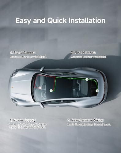 VIRROW Dash Cam Front and Rear: 4K+2.5K Dash Camera for Cars with Touch Screen 3.39" - Dashcam with WiFi APP Control 64GB Parking Mode Night Vision Loop Recording Emergency Lock (X5) 8