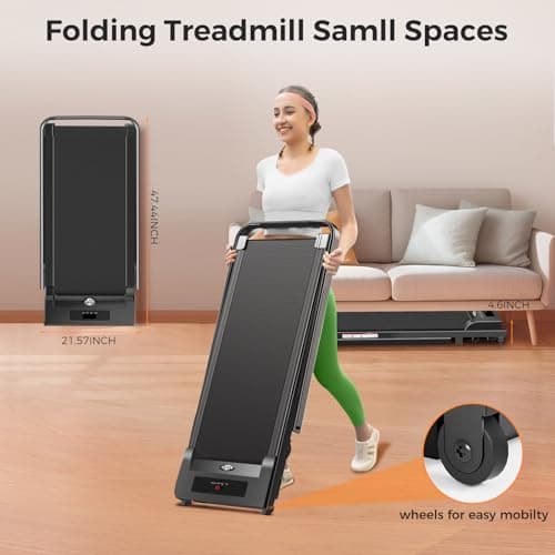 Walking Pad with Handle bar, 2.5HP Portable Electric Treadmills for Home, 3 in 1 Under Desk Treadmill with Remote Control, Walking Pad Treadmill,Small Compact Treadmill with LED Display 6