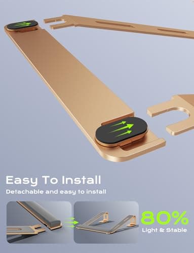 JCZT Aluminum Laptop Stand, Notebook Stand with Wrist Rest, Ergonomic Detachable Laptop Mount, Computer Stand Compatible with 10-17'' All Laptops Such as MacBook Air Pro/HP/Dell/Lenovo, Gold 6