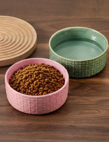 Seyatoo Ceramic Dog Bowl, 6.5 inch Pet Dog Food Bowl Water Bowls, Dogs Dish for Middle and Small Dogs, Puppy, Green 7
