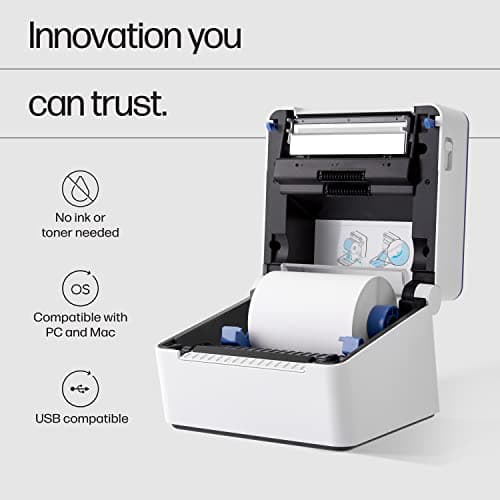 HP Shipping Label Printer, 4x6 Commercial Grade Direct Thermal, Compact & Easy-to-use, High-Speed 203 DPI, Barcode Printer, Compatible with Amazon, UPS, Shopify, Etsy, Ebay, ShipStation & More 4