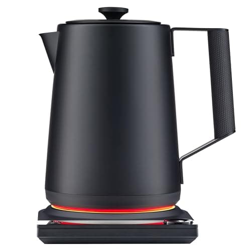 SAKI Luna Pro Variable-Temperature Electric Kettle 1.75 L, 6 Presets & 0-120 min Keep-Warm, Plastic-Free 304 Stainless, Altitude-Calibrated LCD, 1500 W Fast-Boil Auto Shut-Off, Matte Black