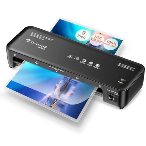 Bonsaii Laminator, 9 Inch Thermal Laminator Machine with Never Jam Technology for Doc/Posters/Photo, Personal Laminating Machine Simple Convenient for Home, Office and School Black