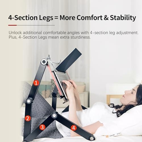 Hifoxcc Foldable Laying Down Desk - Adjustable Height, Laptop Stand for Couch | Lying Down Laptop Stand for Bed, Sofa.with Mouse pad(Large,Black) 5