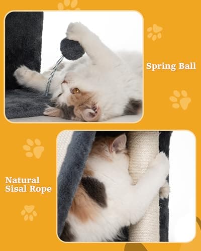 Aechonow Cat Tree for Large Cat, Cat Tower with Large Perch for Adult Cats, 20 * 16.5 Inch Big Platform for Indoor with Super Cozy Soft Mat, Large Condo with Nature Sisal Post, Gray 5