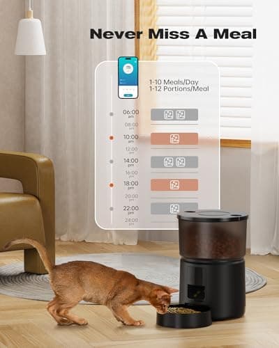 WiFi Automatic Cat Feeder: 2.4G/5G App Control Dog Food Dispenser - Auto Timer Cats Feeders - Smart Timed Feeding Supplies - Automated 3 Litter Puppy Electric - Multiple Animal - BEMOONY 9
