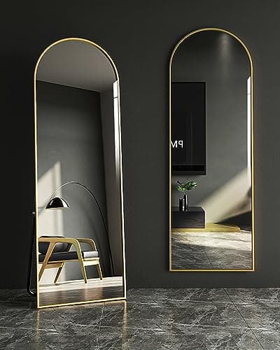 DYNWELL Arched Full Length Mirror, 18x58 in Gold, Wall or Floor Mounted, Bedroom Mirror 6