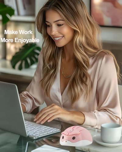 2.4GHz Wireless Mouse Cute Hamster Shape Less Noice Portable Mobile Optical 1200DPI USB Mice Cordless Mouse for PC Laptop Computer Notebook MacBook Gaming Kids Girl Men Women Adults Gift (Pink) 9