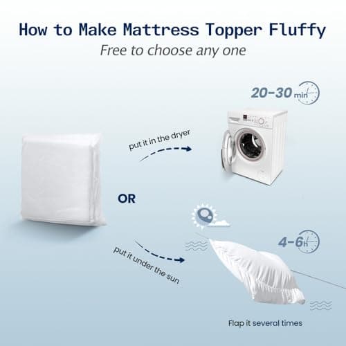SOPAT Queen Size Mattress Topper – Extra Thick Pillow Top, Soft Down Alternative Fill, Deep Pocket Mattress Pad for Queen Bed (60x80 in, White) 5