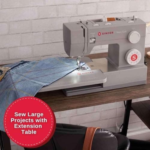 SINGER Heavy Duty 6380 Sewing Machine with Extension Table & Accessory Kit | Strong Motor with Enhanced Piercing Power, 110 Stitch Applications, Full Metal frame, 1-step Buttonhole & LED Light 5